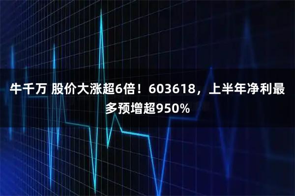 牛千万 股价大涨超6倍！603618，上半年净利最多预增超950%