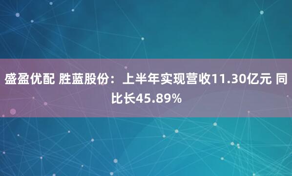 盛盈优配 胜蓝股份：上半年实现营收11.30亿元 同比长45.89%